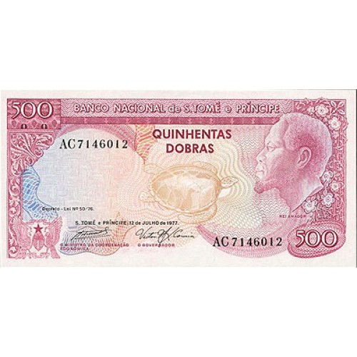 1977 - St. Thomas & Prince 500 Dobras banknote PIC 54a UNC
