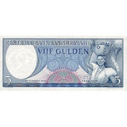 1963 - Surinam P120 billete de 5 Gulden