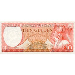 1963 - Suriname P121 10 Gulden banknote