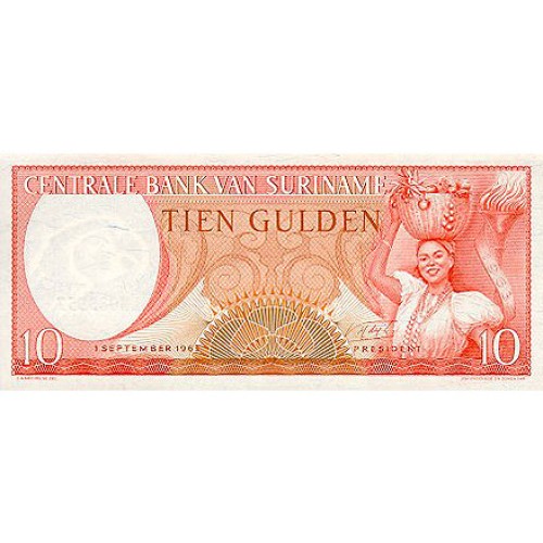 1963 - Suriname P121 10 Gulden banknote