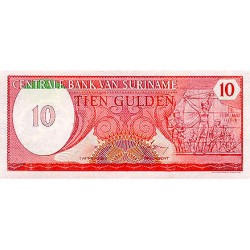 1982 - Surinam P126 billete de 10 Gulden