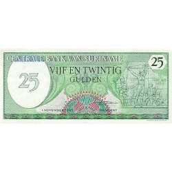 1985 - Surinam P127b billete de 25 Gulden