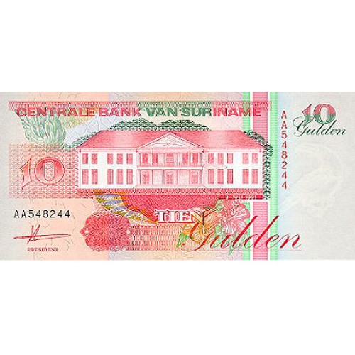 1991 - Surinam P137a billete de 10 Gulden