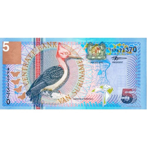 2000 - Surinam PIC 146 billete de 5 Gulden S/C