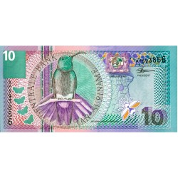 2000 - Surinam P147 billete de 10 Gulden