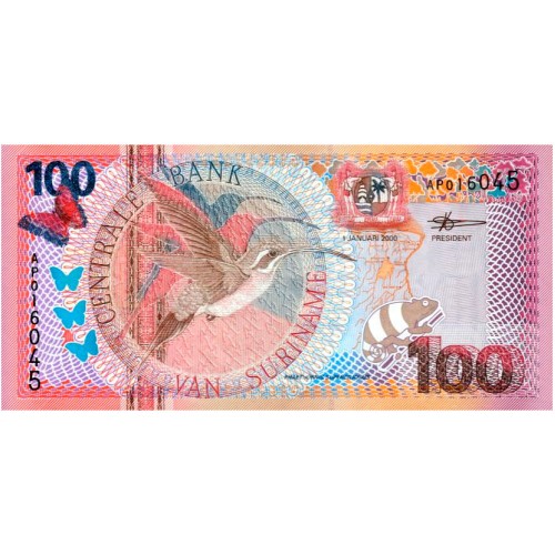 2000 - Surinam P149 billete de 100 Gulden