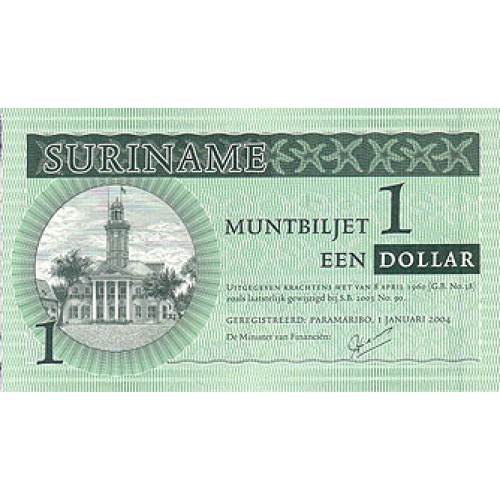 2004 - Suriname P155 1 Dollar banknote