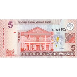 2004 - Surinam P157 billete de 5 Dólares