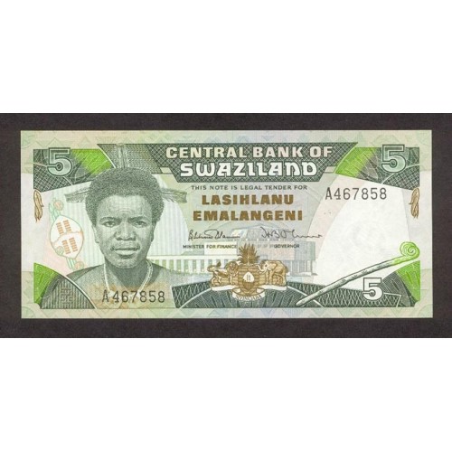 1987- Swaziland  pic 14  billete de 5 Emalangeni