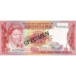 1974 - Swaziland  Pic 1s  billete de 1 Lilangeli Especimen