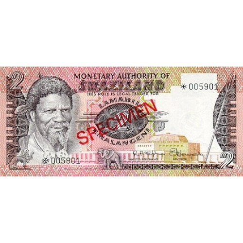 1974 - Swaziland  pic 2 s  billete de 2 Emalangeni
