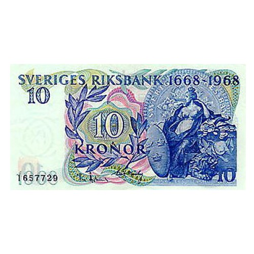 1968 - Suecia  Pic  56           Billete de 10 Coronas