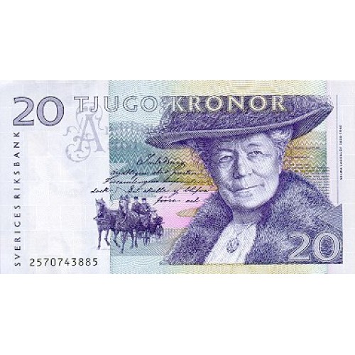 1991 -  Sweden  Pic  61a       20 Kronor banknote