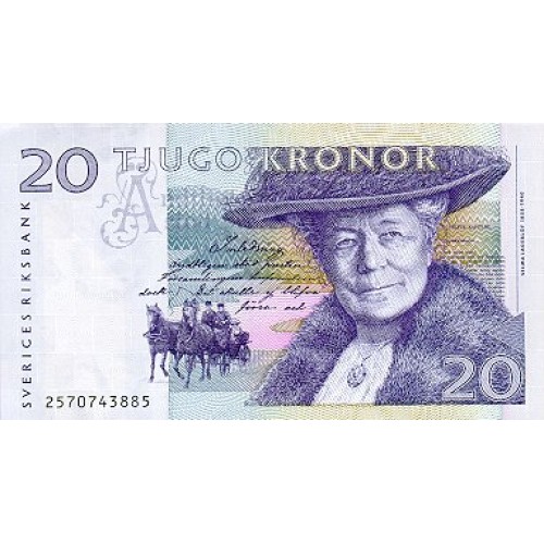 1991 - Sweden 20 Kronor banknote PIC 61a UNC