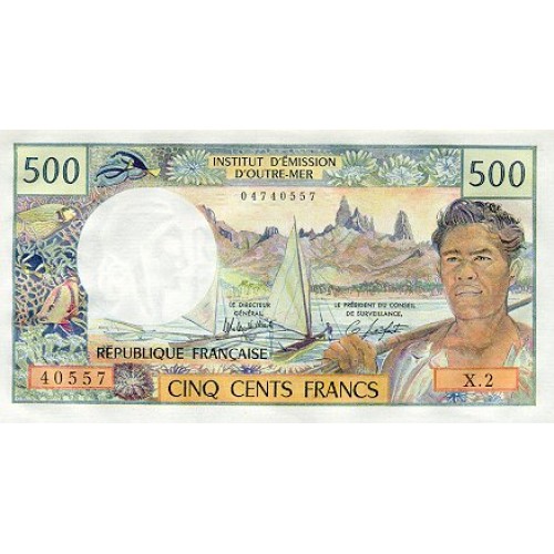 1985 - Tahiti (Papeete) P25d 500 francs banknote