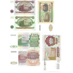 LOTE Tajikistán PIC 4 al PIC 9 billetes de 20 Rublos a 1000 Rublos S/C