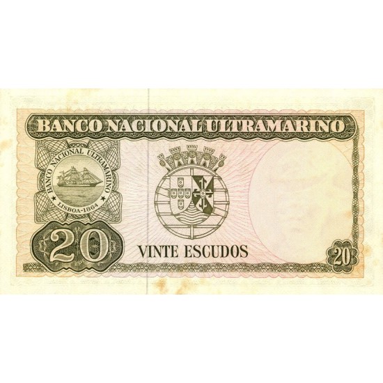1967 - Timor Pic 26 20 Escudos banknote 1967 - Timor Pic 26 20 Escudos banknote