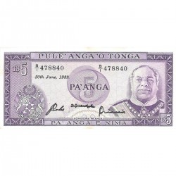 1987 - Tonga  P21c billete de 5 Pa´anga