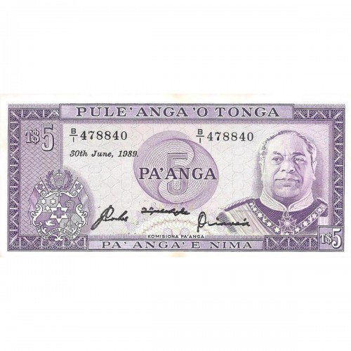 1989 - Tonga  Pic   21c            billete de  5  Pa´anga