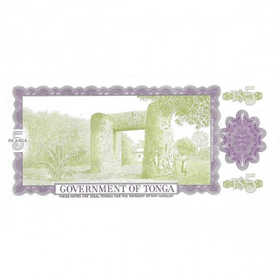 1987 - Tonga P21c 5 Pa´anga banknote 1987 - Tonga P21c 5 Pa´anga banknote