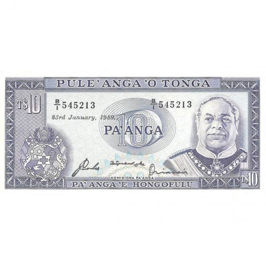 1989 - Tonga P22c 10 Pa´anga banknote 1989 - Tonga P22c 10 Pa´anga banknote