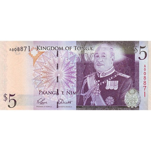 2008 - Tonga PIC 39 billete de 5 Pa´anga S/C