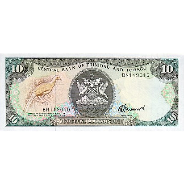 1985 - Trinidad y Tobago  Pic  38c      10 Dollars   banknote