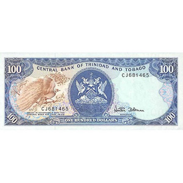 1985 - Trinidad y Tobago  Pic 40c    100 Dollars S.6  banknote