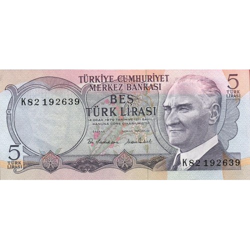 1976 - Turquia   Pic  185             billete de   5 Liras