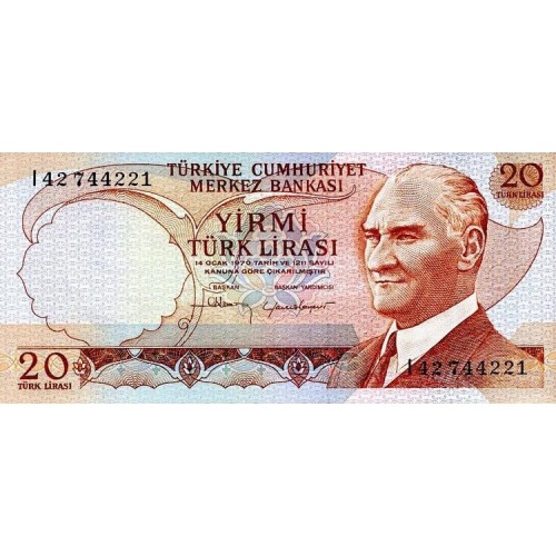 1974 - Turquia   Pic  187b            billete de   20 Liras