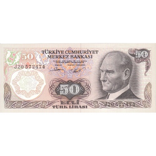 1976 - Turkey   Pic  188               50 Liras  banknote