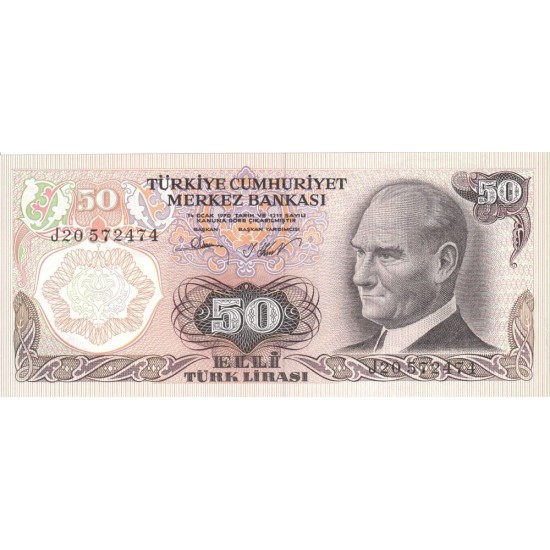 1976 - Turkey Pic 188 50 Liras banknote 1976 - Turkey Pic 188 50 Liras banknote