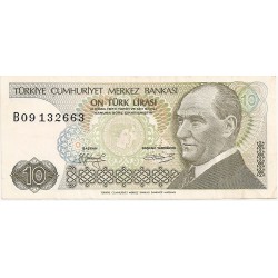 1972 - Turquia   Pic  192             billete de   10 Liras