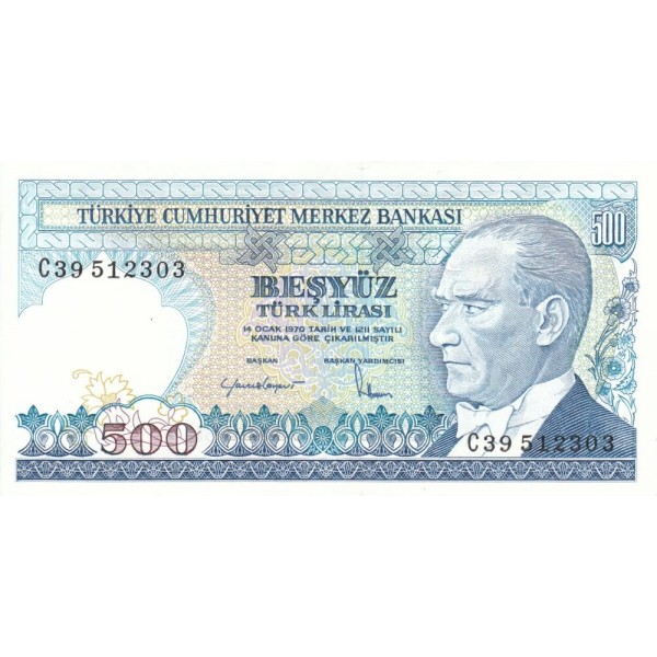 1983 - Turkey   Pic  195           500 Liras  banknote