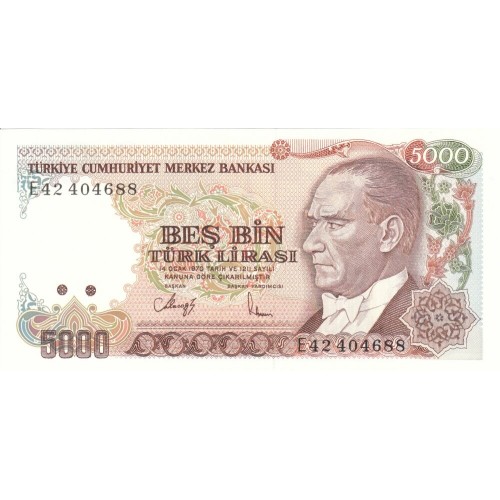 1985 - Turkey   Pic  197             5.000 Liras  banknote