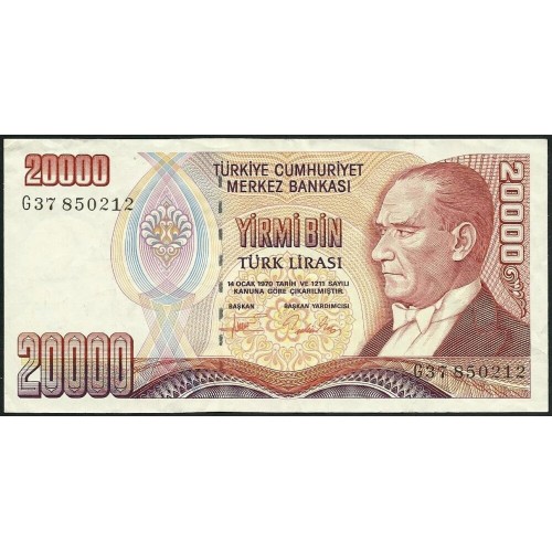 1995 - Turkey   Pic  202            20.000 Liras  banknote