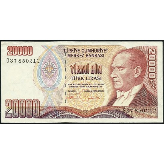 1995 - Turkey Pic 202 20.000 Liras banknote 1995 - Turkey Pic 202 20.000 Liras banknote