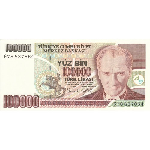 1997 - Turkey   Pic  206               100.000 Liras  banknote