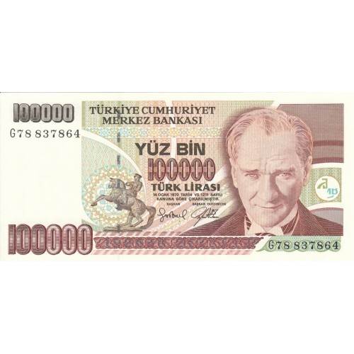 1997 - Turquia   Pic  206             billete de   100.000 Liras