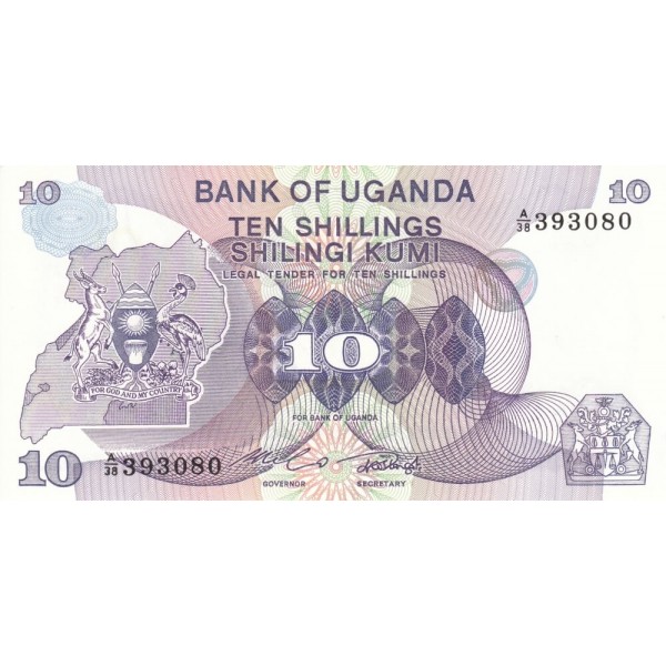 1982 - Uganda PIC 16   10 Shillins banknote