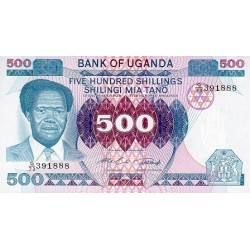 1983 - Uganda PIC 22a   billete de 500 Shillins  