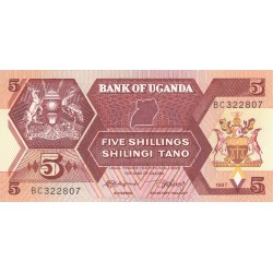1987 - Uganda PIC 27   5 Shillins banknote  