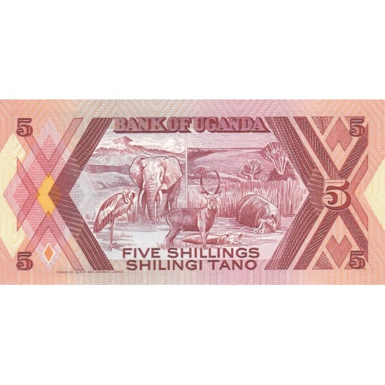 1987 - Uganda PIC 27 5 Shillins banknote 1987 - Uganda PIC 27 5 Shillins banknote