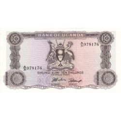 1966 - Uganda PIC 2    billete de 10 Shillins