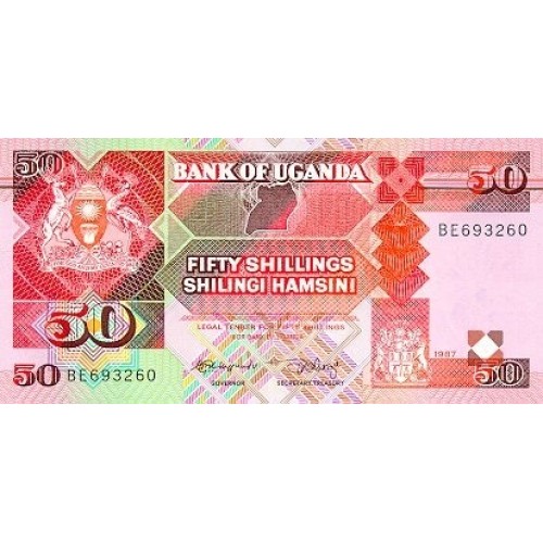 1987 - Uganda PIC 30a   billete de 50 Shillins  
