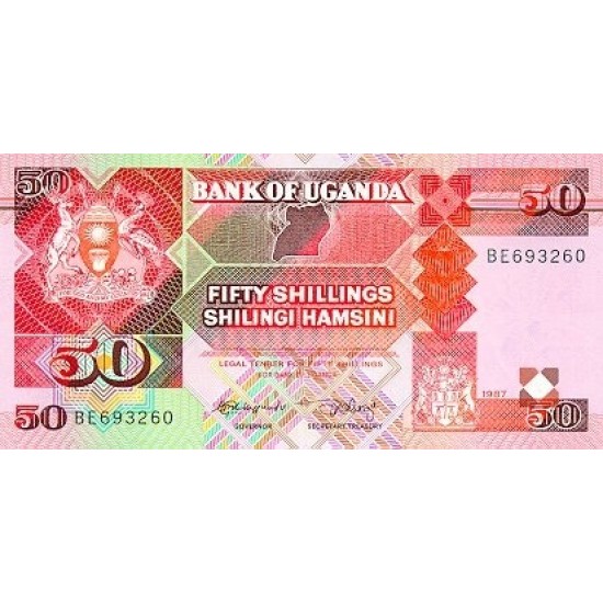 1987 - Uganda PIC 30a 50 Shillins banknote 1987 - Uganda PIC 30a 50 Shillins banknote