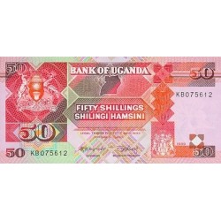 1989 - Uganda PIC 30b   billete de 50 Shillins  