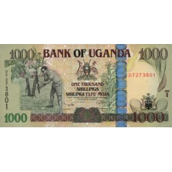 2005 - Uganda PIC 43b   billete de 1000 Shillins  
