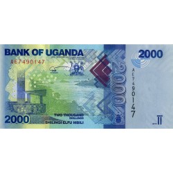 2010 - Uganda PIC 50a   billete de 2000 Shillins  