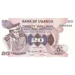 1973 - Uganda PIC 7c   20 Shillins banknote   F1